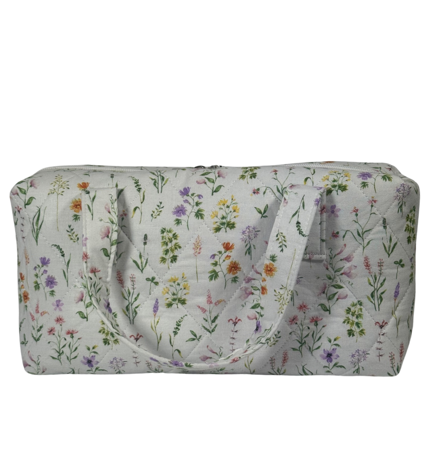 White Floral Cosmetic Bag