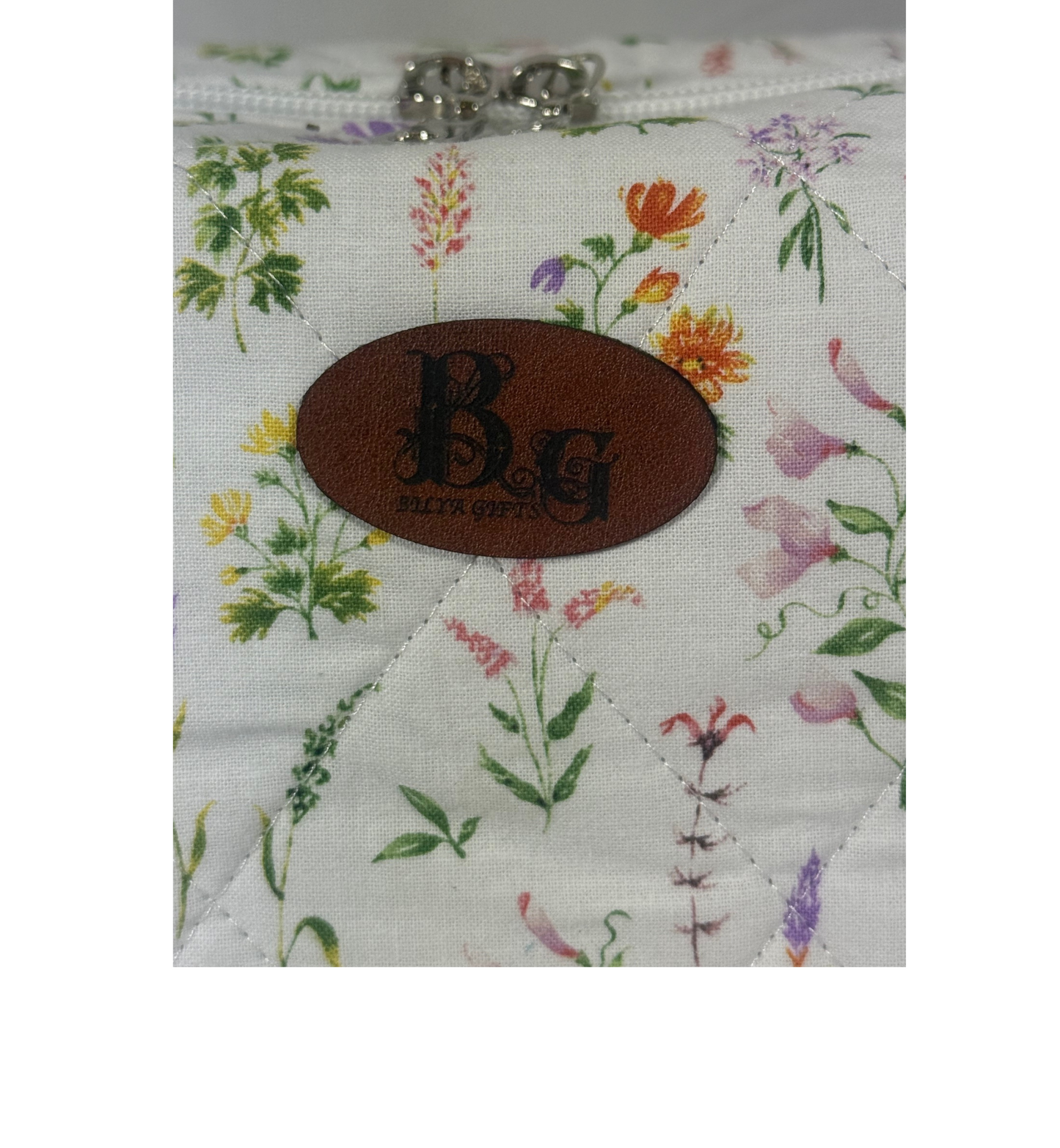 White Floral Cosmetic Bag