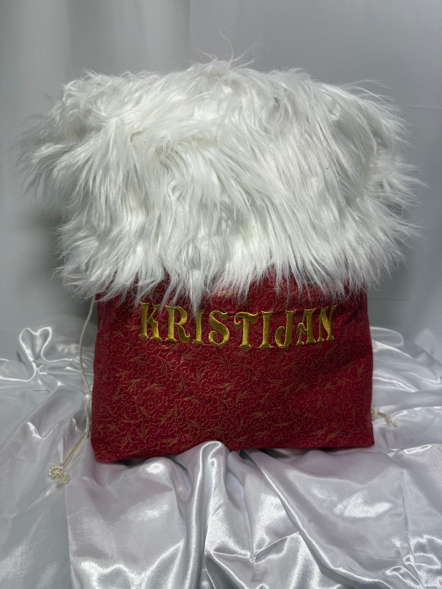 Christmas Drawstring Bag with fur