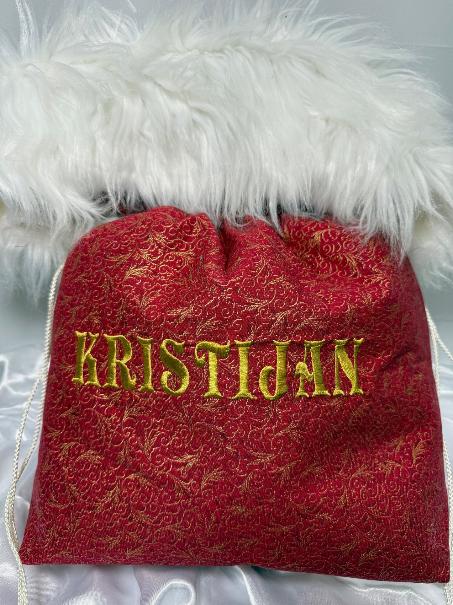 Christmas Drawstring Bag with fur