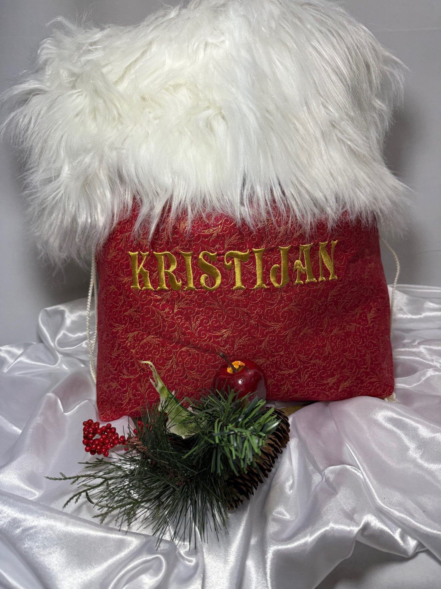 Christmas Drawstring Bag with fur