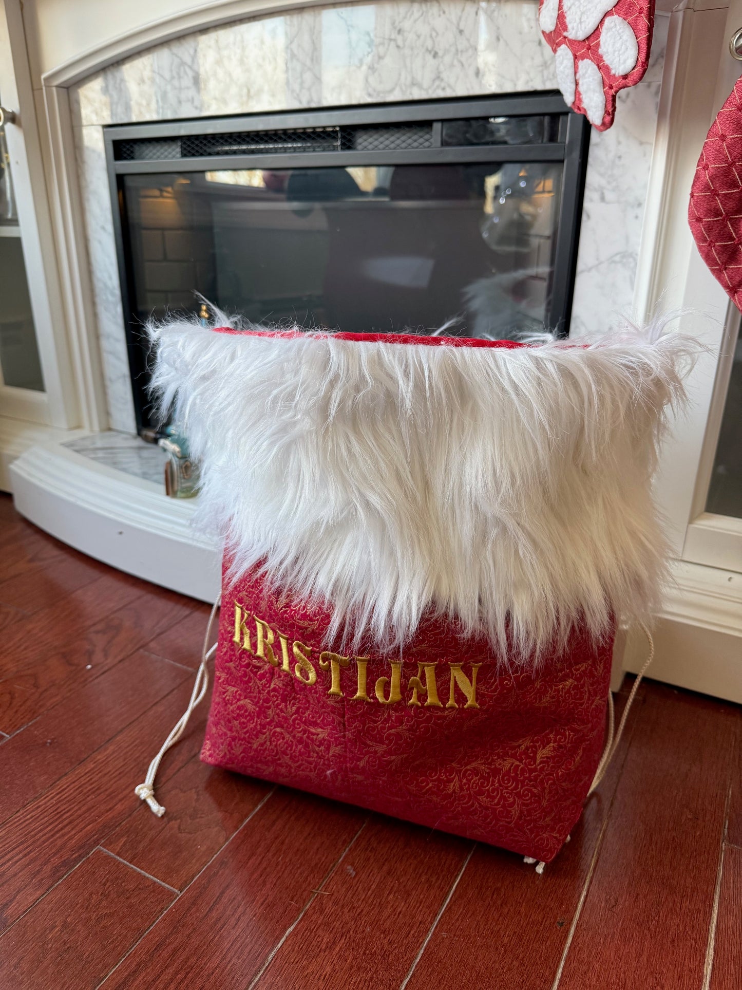 Christmas Drawstring Bag with fur