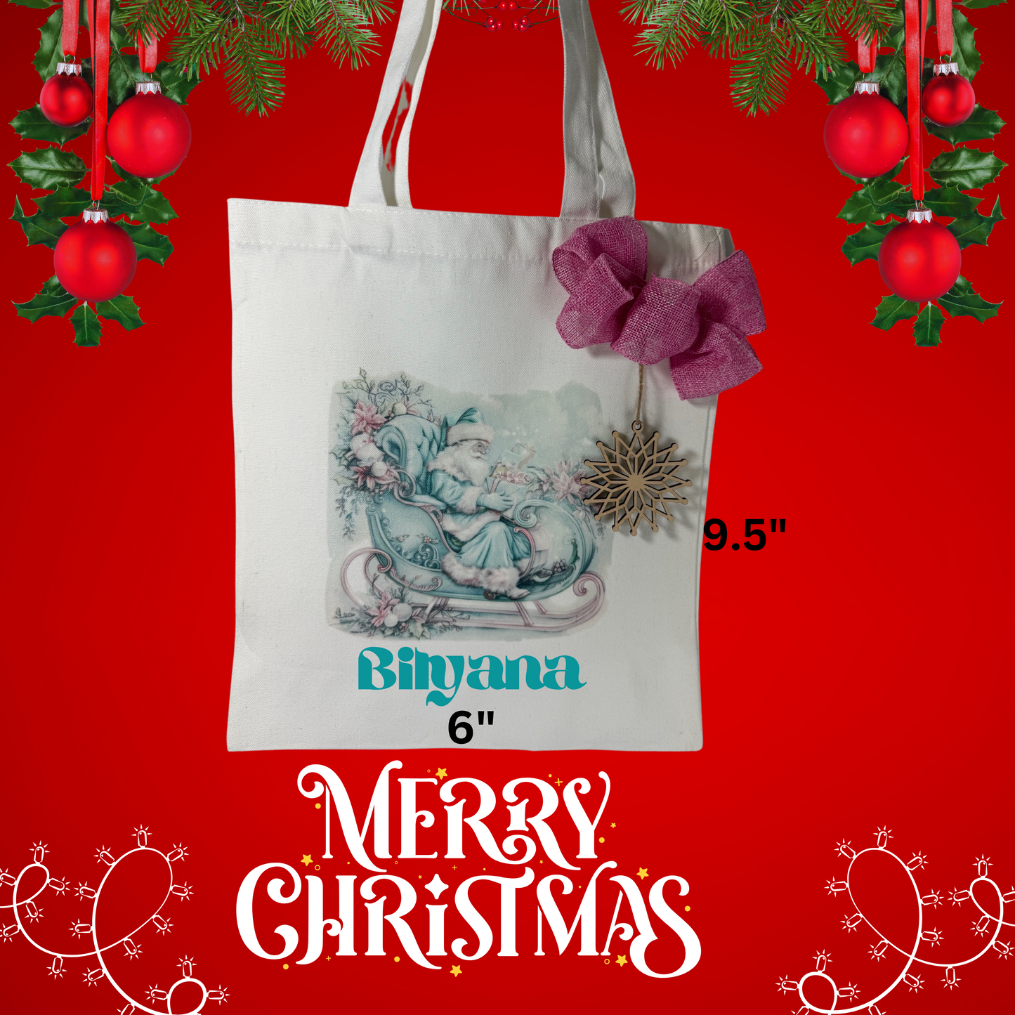 Personalized Tote Bag, Christmas Eve Bag